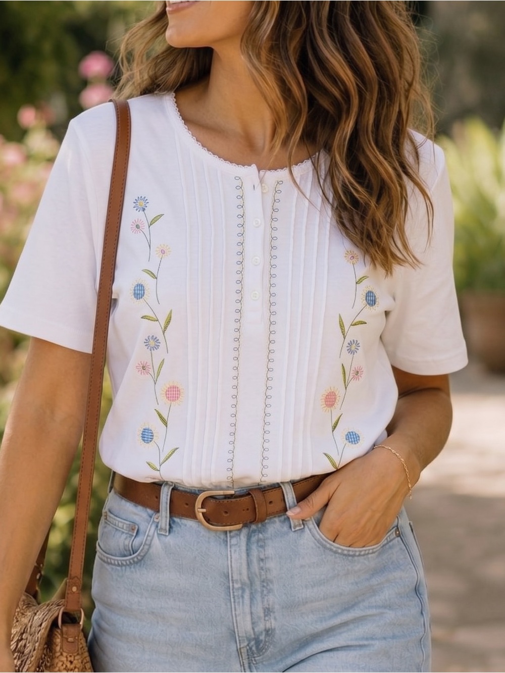 VINTAGE SHENANIGANS Embroidered Granny Tee